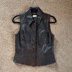VINTAGE Ann Taylor Dark Brown Leather Vest